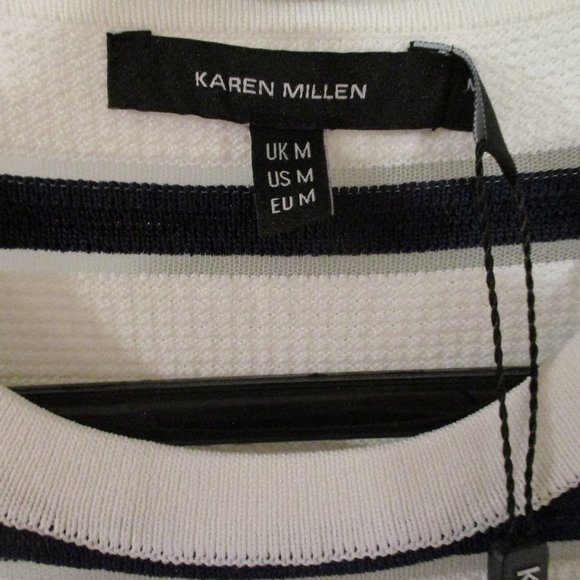 SHEER STRIPE SHORT SLEEVE TOP      NWT - Picture 2 of 7